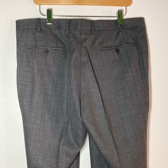 Men’s Canali Pants Slim Fit Gray Patterned Wool Flat Front 36 / 52 Italy - Picture 8 of 15